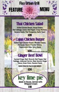 Restaurant Feature Menu Half Page Wide template