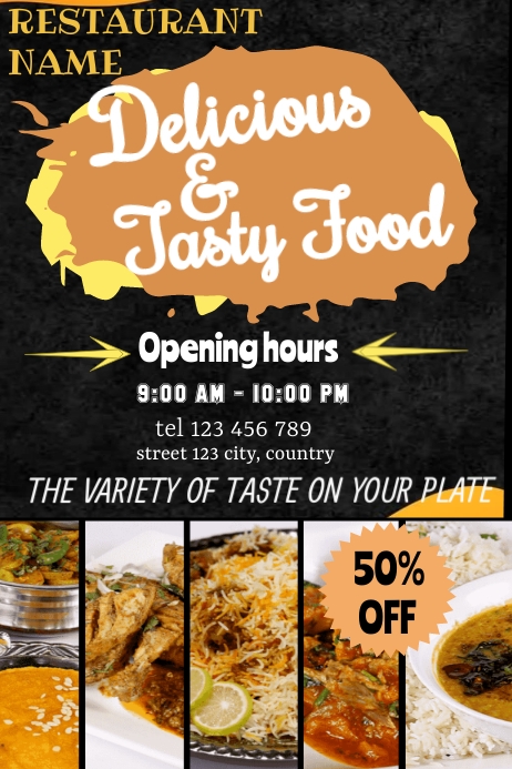 Restaurant flyer and food poster Template | PosterMyWall
