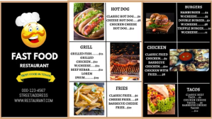 restaurant flyer Digitalt display (16:9) template