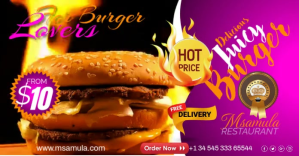 Cor-de-rosa Restaurant flyer Facebook-annonce Template
