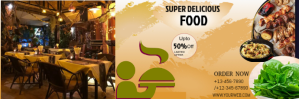 Restaurant flyer Twitter Banner template
