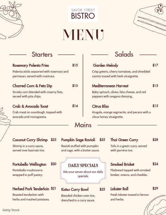 Restaurant Flyer Minimal Line Art Flyer Pamflet (VSA Brief) template