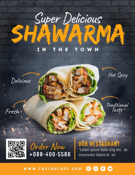 Restaurant Flyer Template Ulotka (US Letter)