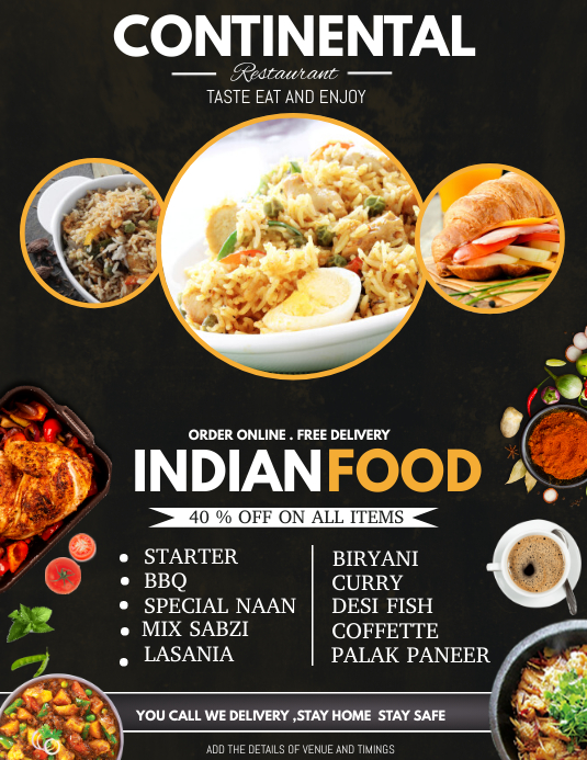 Restaurant Flyers Food Flyers Biryani Template Postermywall