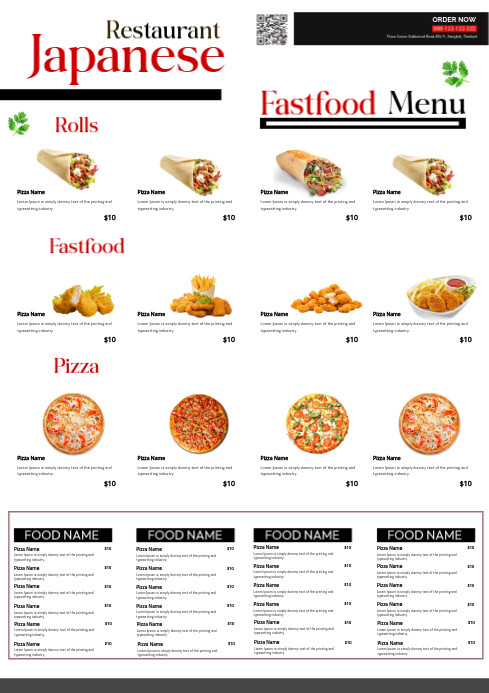 restaurant food & beverage menu card A4 template