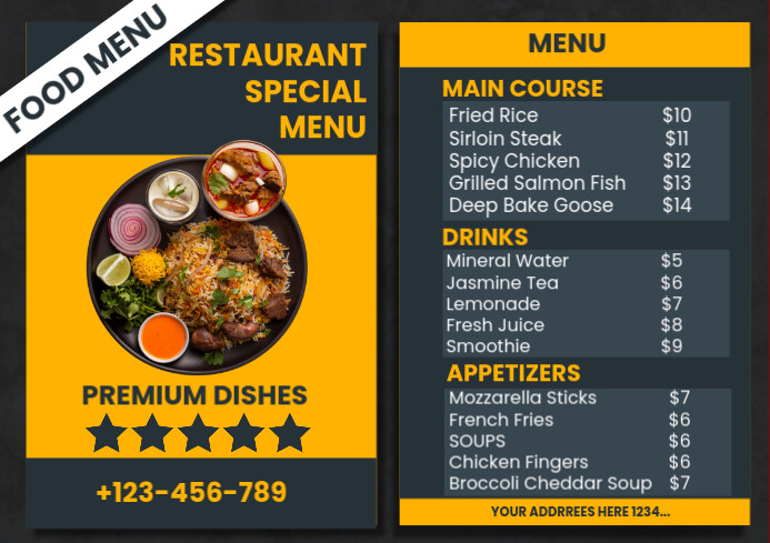 Price Label For Menu Examples Restaurant food menu and price list template | PosterMyWall