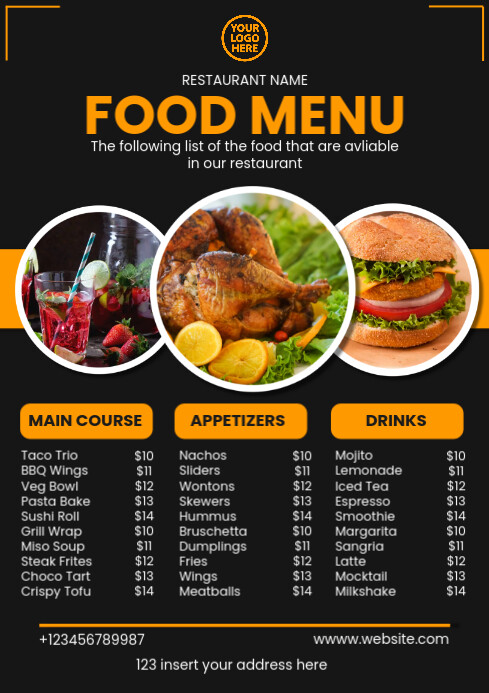 Menu Card Class Food Menu Card Template