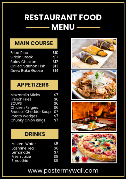 Restaurant Food Menu Card Template A2 | PosterMyWall