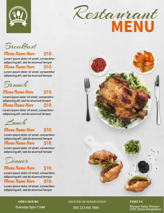 Restaurant Food Menu Sample