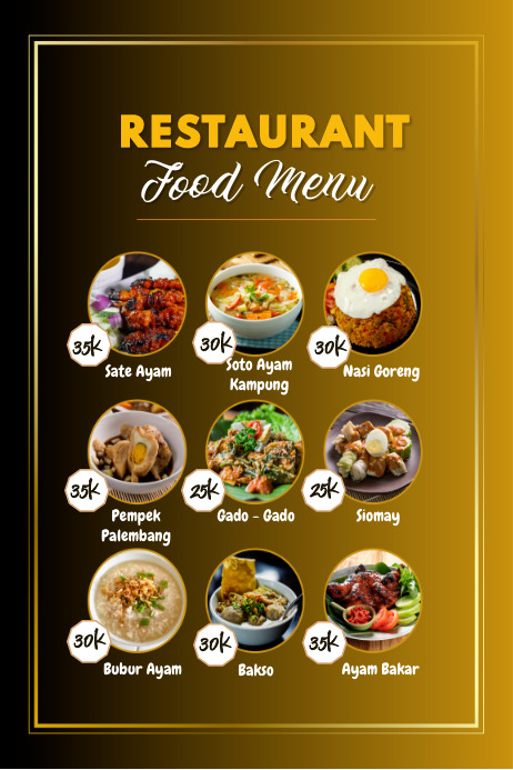 Restaurant Food Menu Template | PosterMyWall