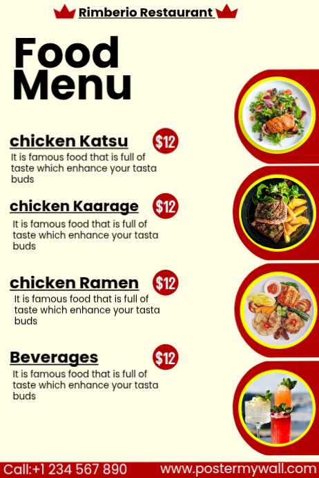 Restaurant Food Menu Poster Template | PosterMyWall
