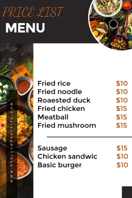 Restaurant Food Menu Poster Templat | PosterMyWall