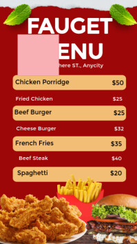 Restaurant Food Menu  POSTER Historia de Instagram template