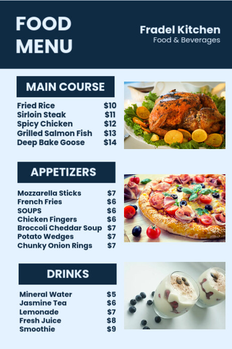 Restaurant Food Menu Poster templaat | PosterMyWall