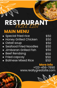 Restaurant Food Menu  POSTER Tabloid template