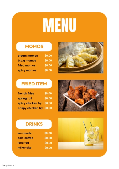 Restaurant Food Menu poster template | PosterMyWall