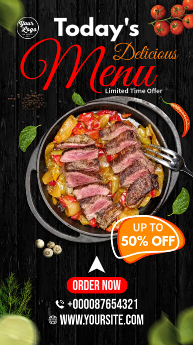 Restaurant Food Menu Promotion Template | PosterMyWall