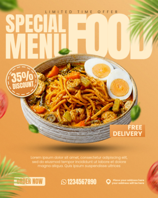 Restaurant Food Menu Promotion Instagram Portrait Post Template ...