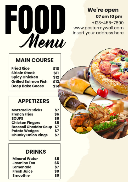 Copy of Restaurant Food Menu Template A4 | PosterMyWall