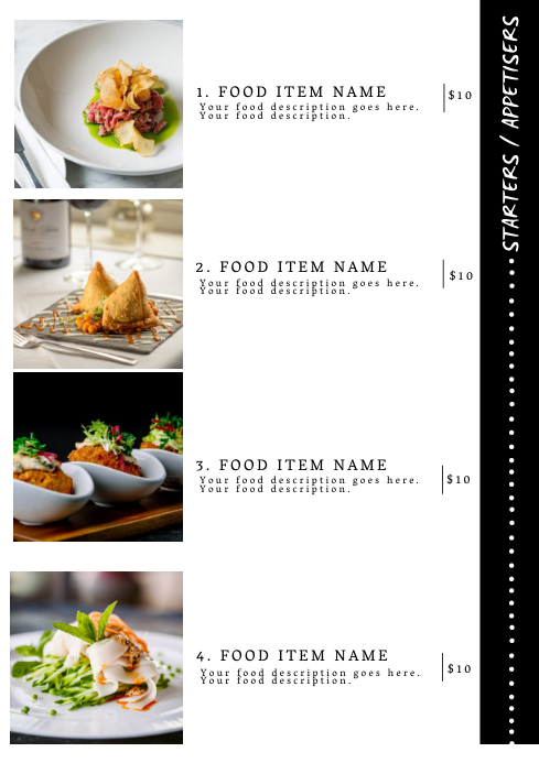 Restaurant Food Menu Sample