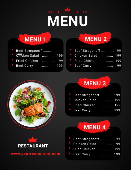 Restaurant Food Menu Template | PosterMyWall