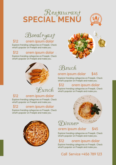 Restaurant food menus template | PosterMyWall