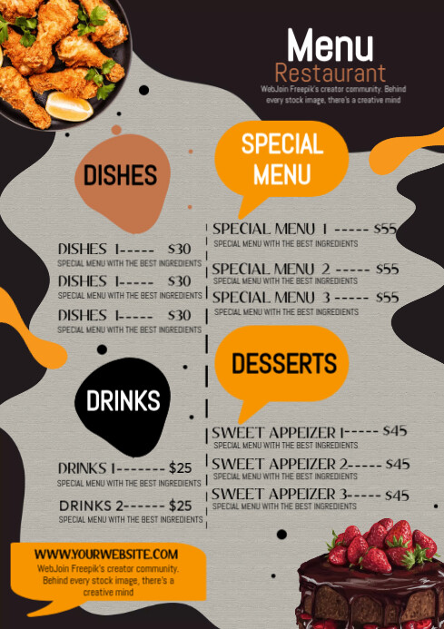 Restaurant food menus template | PosterMyWall