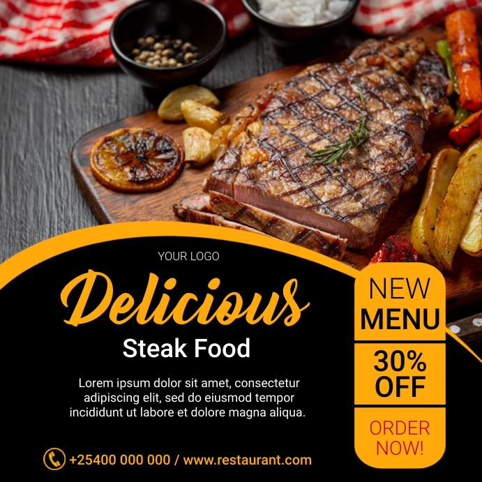Restaurant food poster menu design template | PosterMyWall
