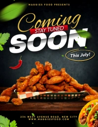 Restaurant grand Opening Coming soon announcement flyer template design for Facebook post Iflaya (Incwadi ye-US)