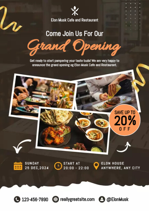 Restaurant Grand Opening flyer Template | PosterMyWall