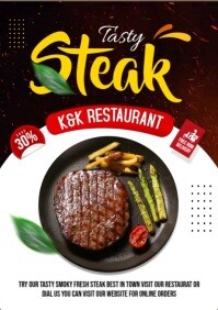 Restaurant grilled steak A5 template