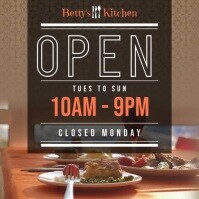 Restaurant hours of operation video Square (1:1) template