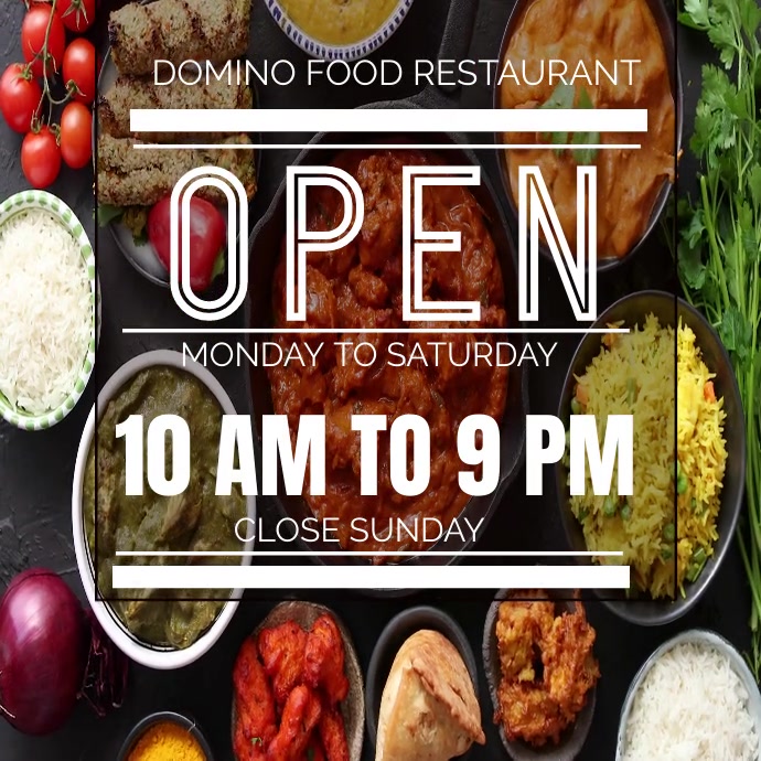 Restaurant hours of operation video Instagram-opslag template