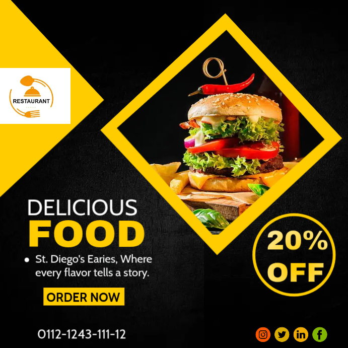 Restaurant Instagram Post Template | PosterMyWall
