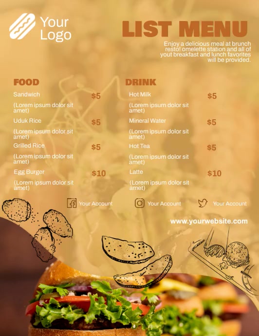 Restaurant List Menu Template | PosterMyWall