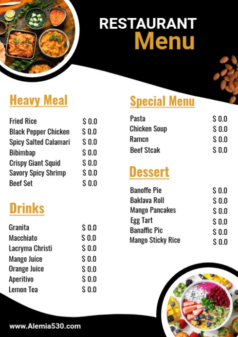 Restaurant Manu Template | PosterMyWall