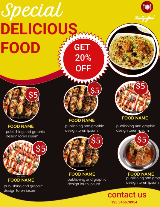 Restaurant menu, fast food menu, menu free Flyer (US Letter) template