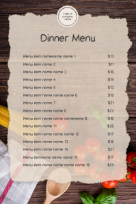 dinner menu card template