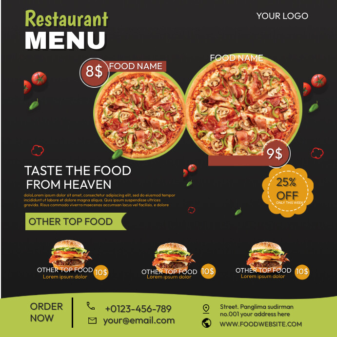 Restaurant Menu Ads Template | PosterMyWall