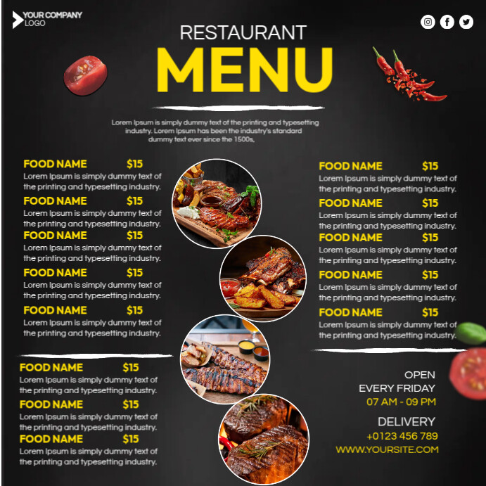 Restaurant Menu Ads Template | PosterMyWall