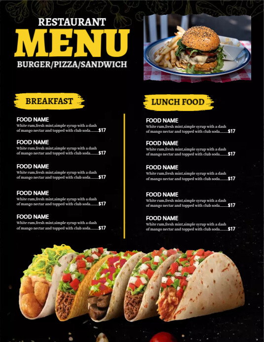 Restaurant Menu Ads Template | PosterMyWall