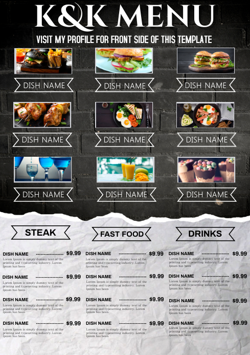 Backside Menu Copy of restaurant menu backside | PosterMyWall