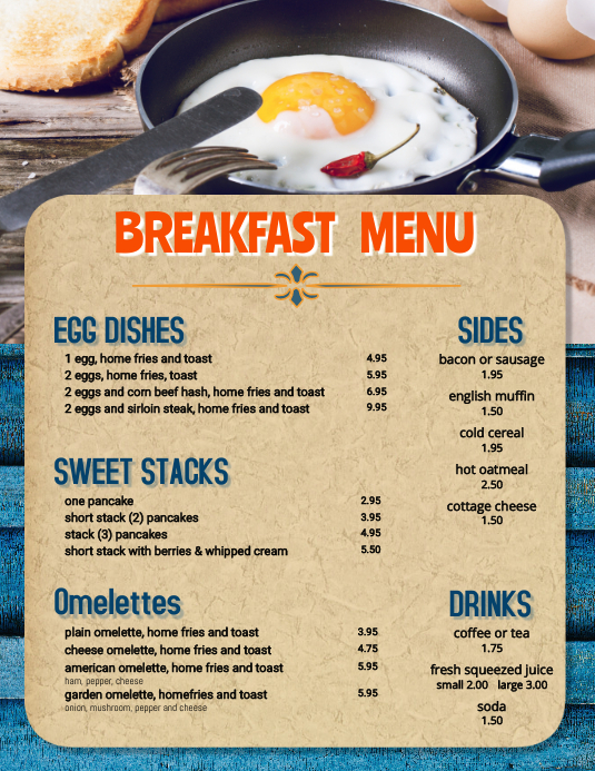Restaurant Menu Breakfast Brunch Flyer Template | PosterMyWall
