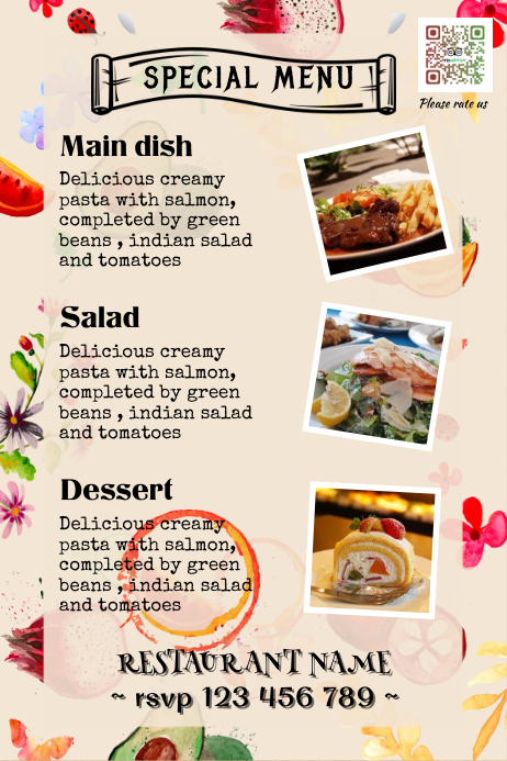 Restaurant menu design - Great for catering services | PosterMyWall
