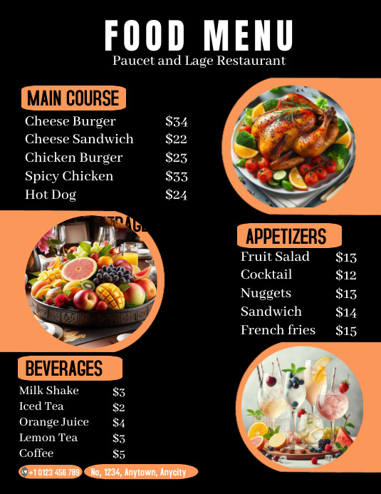 Restaurant menu Template | PosterMyWall