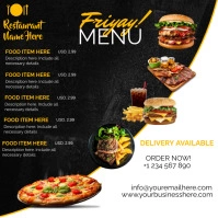 restaurant menu Instagram Post template