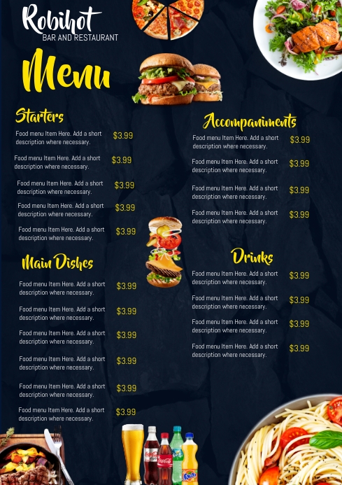 restaurant menu Template | PosterMyWall