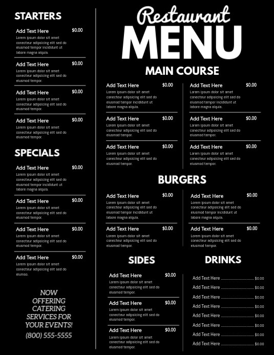 Restaurant Menu Templat | PosterMyWall