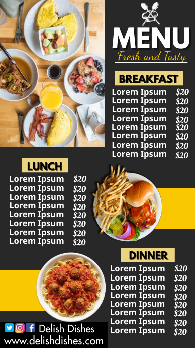 Restaurant menu Template | PosterMyWall