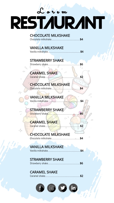 Restaurant menu Digitale display (9:16) template